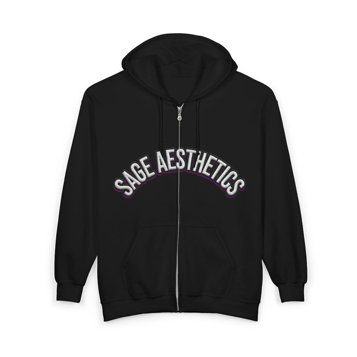 Zip Hoodie — Sage Aesthetics Graphic Full-Zip Hoodie with Screaming Faces Back Design
