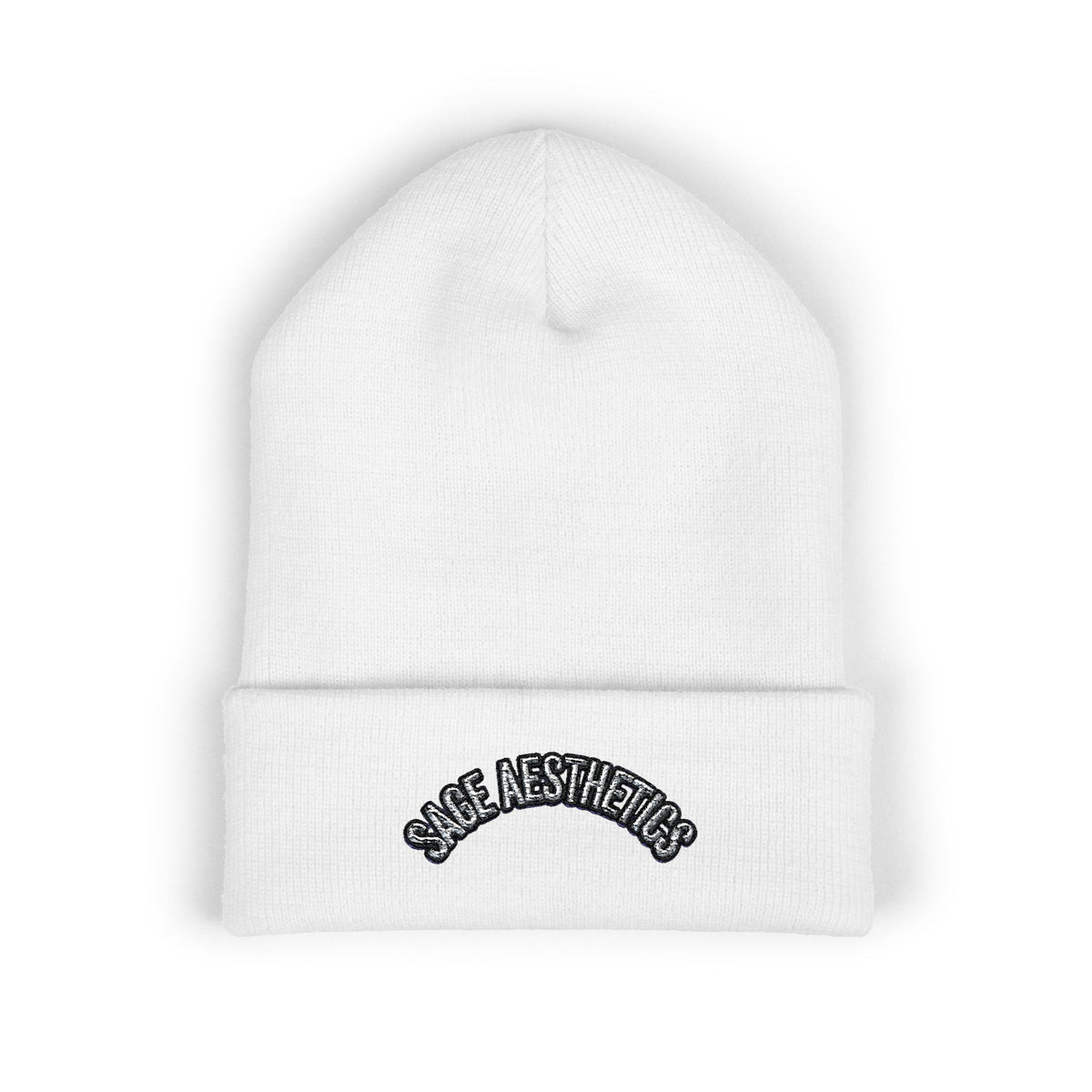 Classic Cuffed Beanie — Embroidered “SAGE AESTHETICS ” Arch