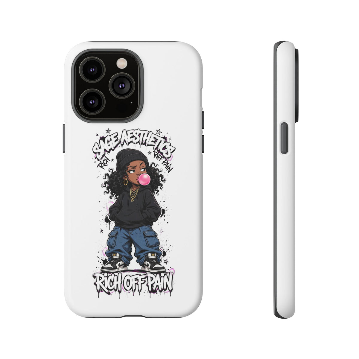 Phone Case — 'She Aesthetics, Rich Off Pain' Graphic Protective Cover