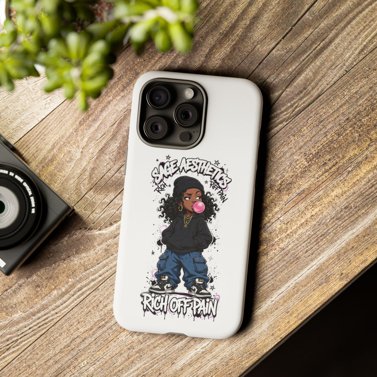 Phone Case — 'She Aesthetics, Rich Off Pain' Graphic Protective Cover