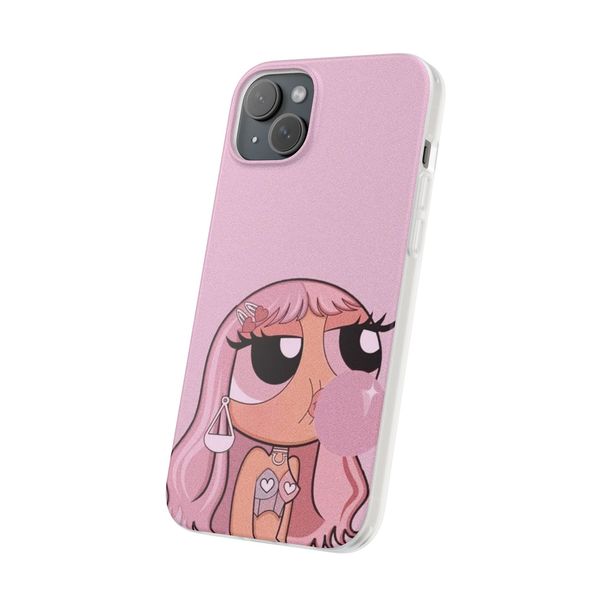 Pink Bubblegum Cartoon Phone Case – Cute Girly Blowing Bubble Design
