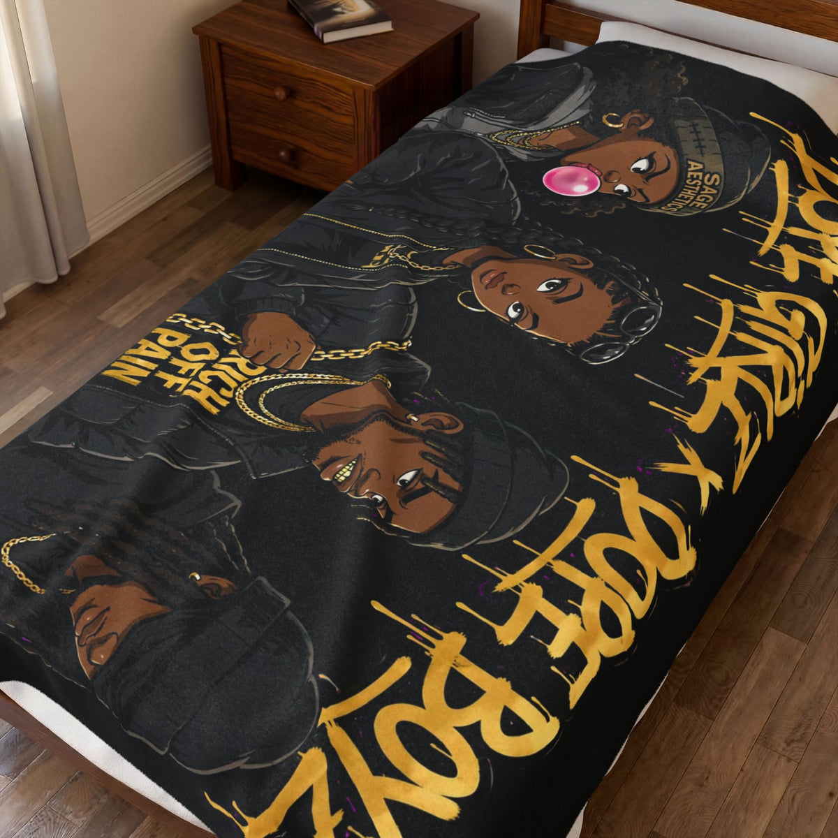 Velveteen Plush Blanket — "Dope Girlz x Dope Boyz" Afrocentric Graphic Throw for Teens & Adults