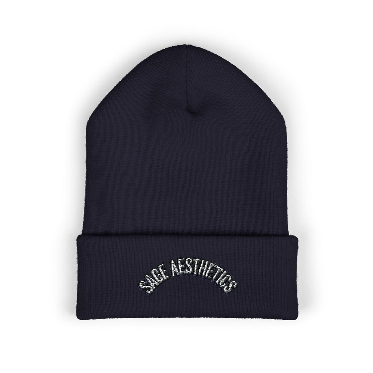 Classic Cuffed Beanie — Embroidered “SAGE AESTHETICS ” Arch