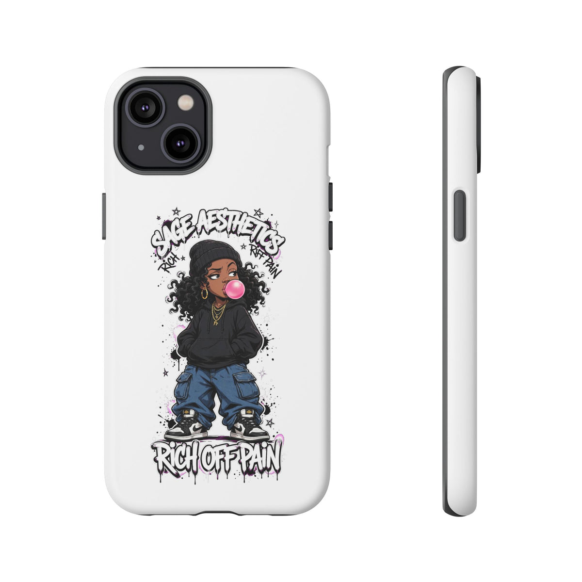 Phone Case — 'She Aesthetics, Rich Off Pain' Graphic Protective Cover