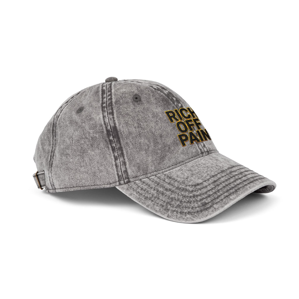 Vintage Embroidered Cap — "Rich Off Pain" Distressed Baseball Hat