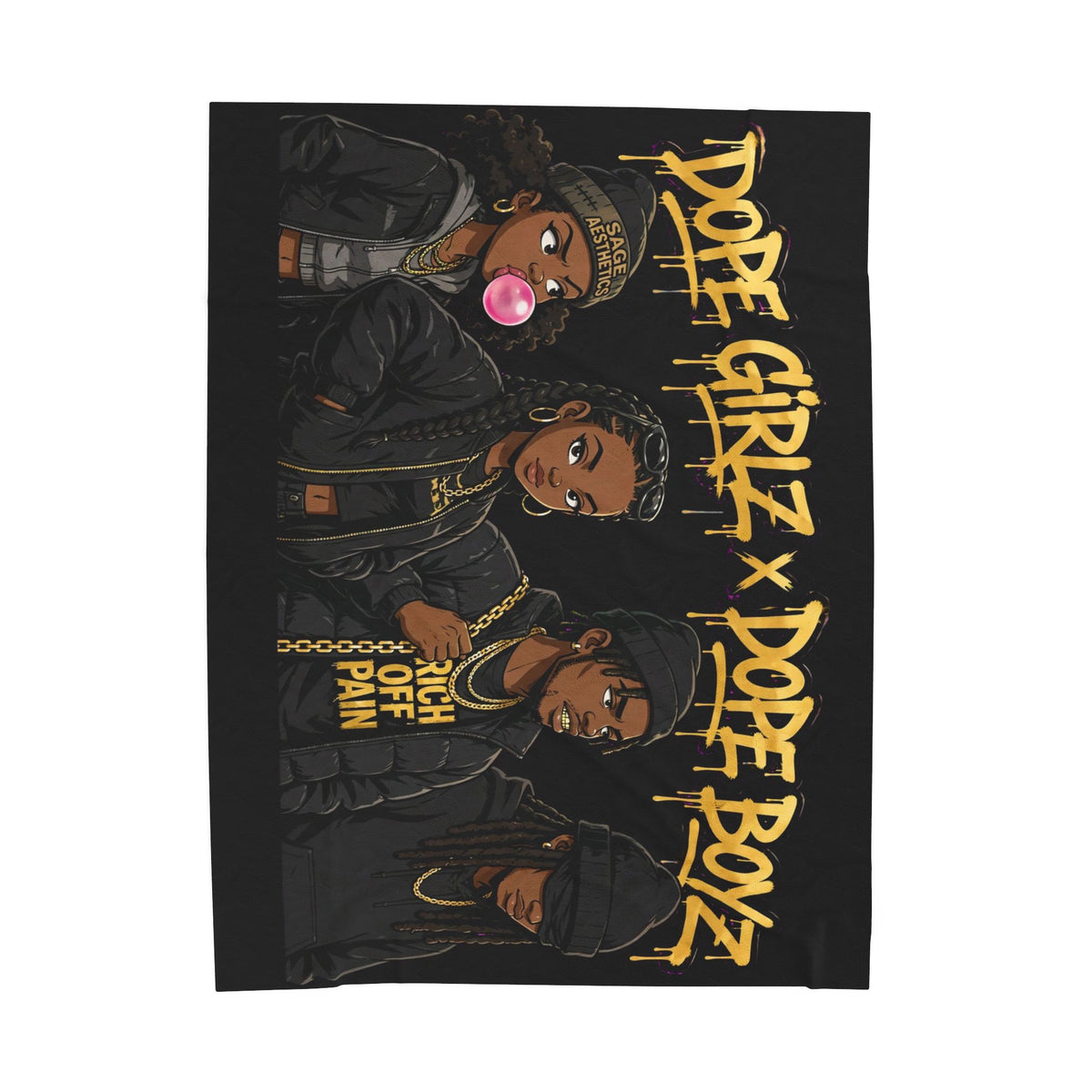 Velveteen Plush Blanket — "Dope Girlz x Dope Boyz" Afrocentric Graphic Throw for Teens & Adults