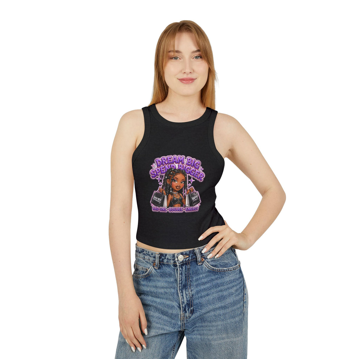 Boujee Dollz Purple Bubble Graphic Racer Tank