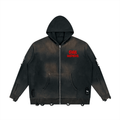 Unisex Distressed Full Zip Sweater