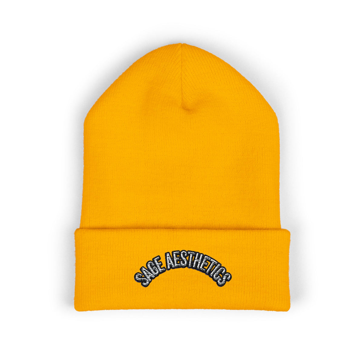 Classic Cuffed Beanie — Embroidered “SAGE AESTHETICS ” Arch