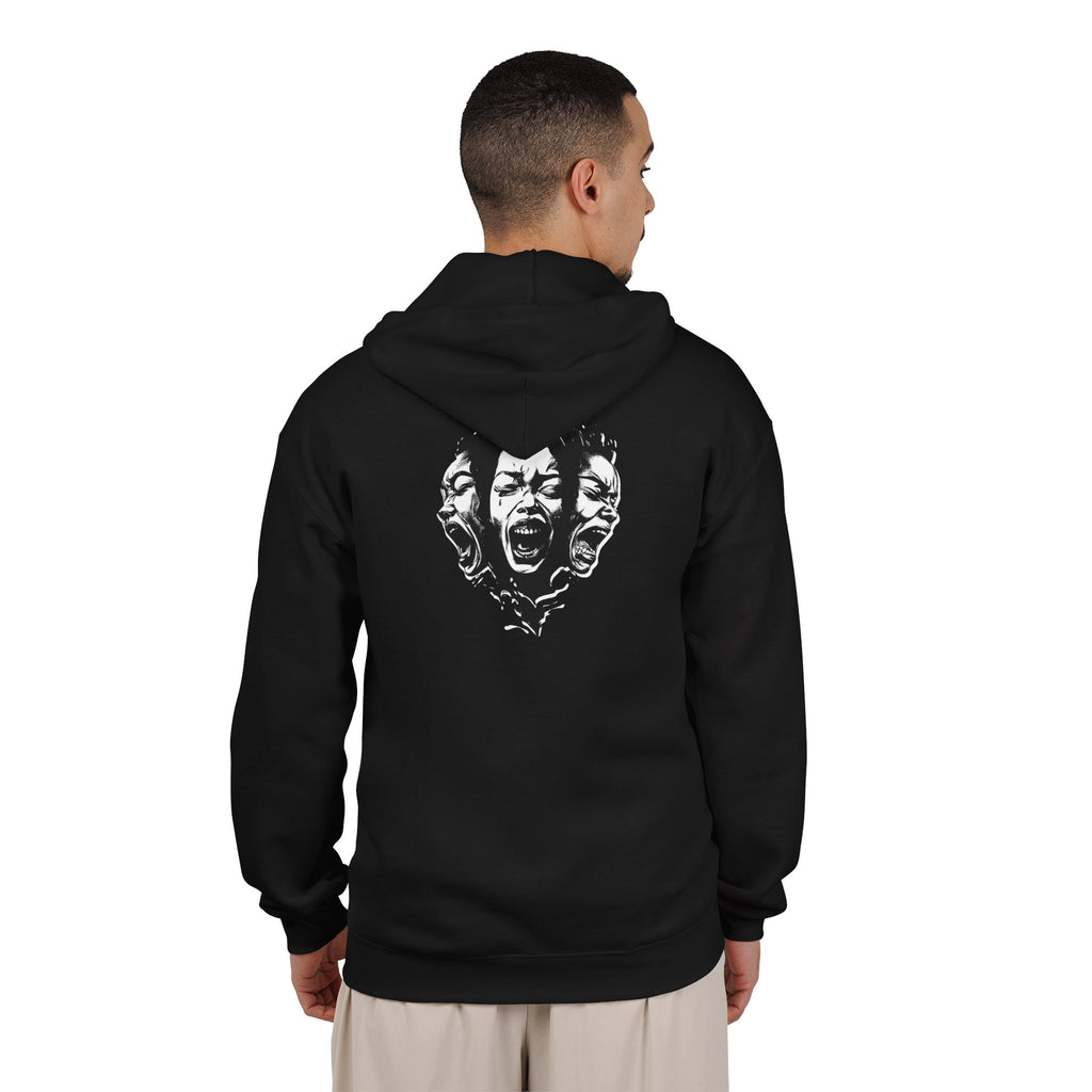 Zip Hoodie — Sage Aesthetics Graphic Full-Zip Hoodie with Screaming Faces Back Design