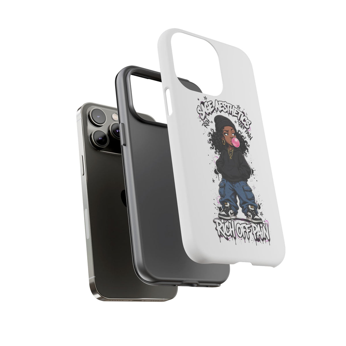 Phone Case — 'She Aesthetics, Rich Off Pain' Graphic Protective Cover