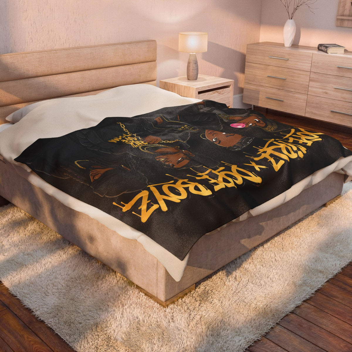 Velveteen Plush Blanket — "Dope Girlz x Dope Boyz" Afrocentric Graphic Throw for Teens & Adults