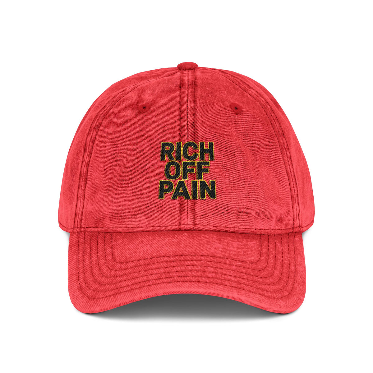 Vintage Embroidered Cap — "Rich Off Pain" Distressed Baseball Hat