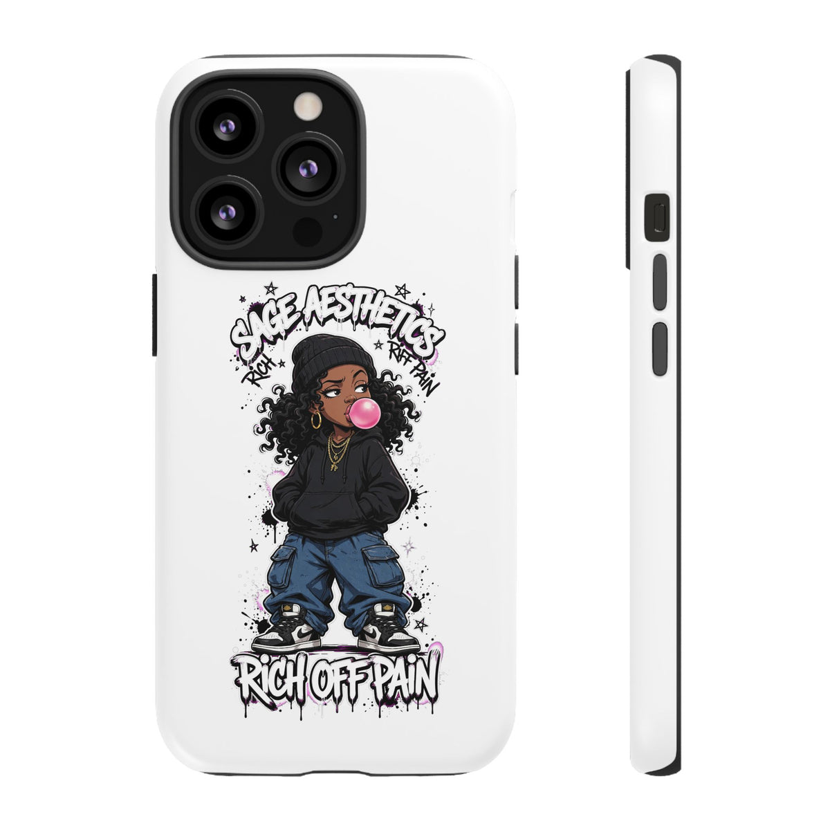 Phone Case — 'She Aesthetics, Rich Off Pain' Graphic Protective Cover