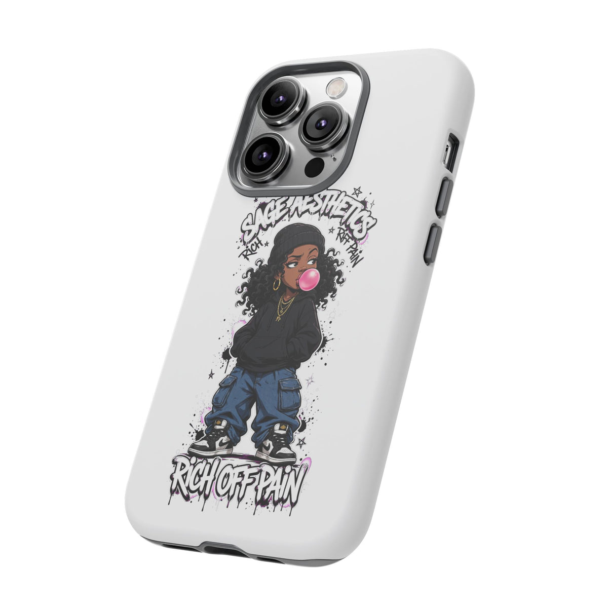 Phone Case — 'She Aesthetics, Rich Off Pain' Graphic Protective Cover