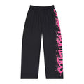 Black Pajama Pants with Pink 'SAGE AESTHETICS' Side Graffiti — Women's Lounge Sleepwear