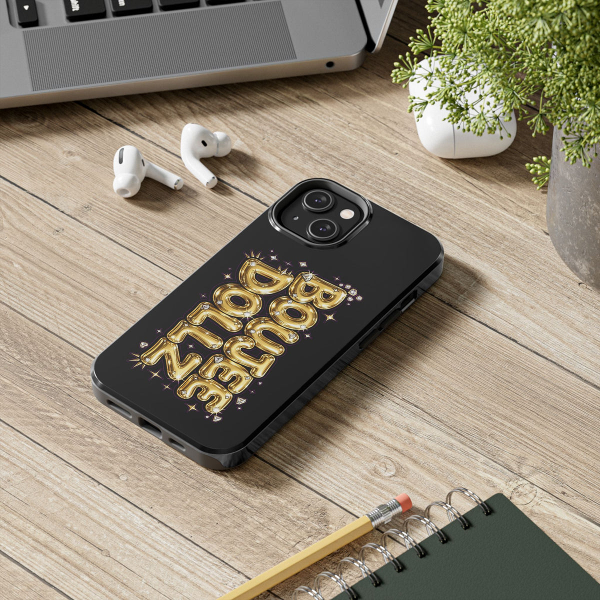 Tough Phone Case — "BOUTEE DOLLZ" Gold Balloon Letter Design