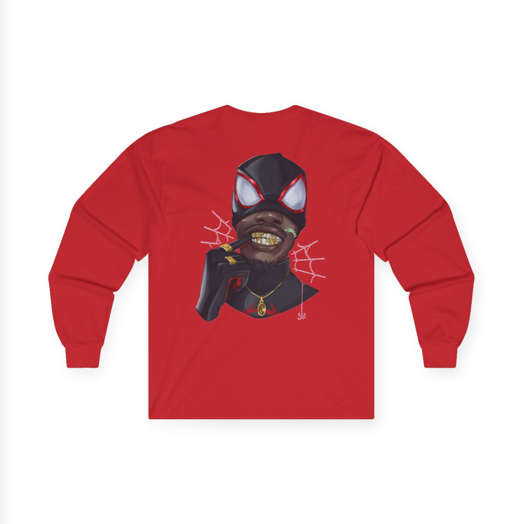 Spider-Man Style Long Sleeve Tee — 'Ambush' Graphic with Masked Face and Gold Grill