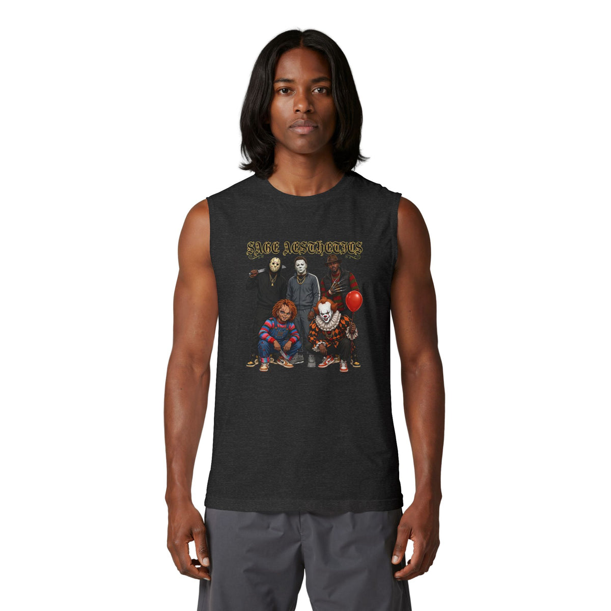 Horror Icons Muscle Tank — "Sane Aesthetics" Graphic Tank Top