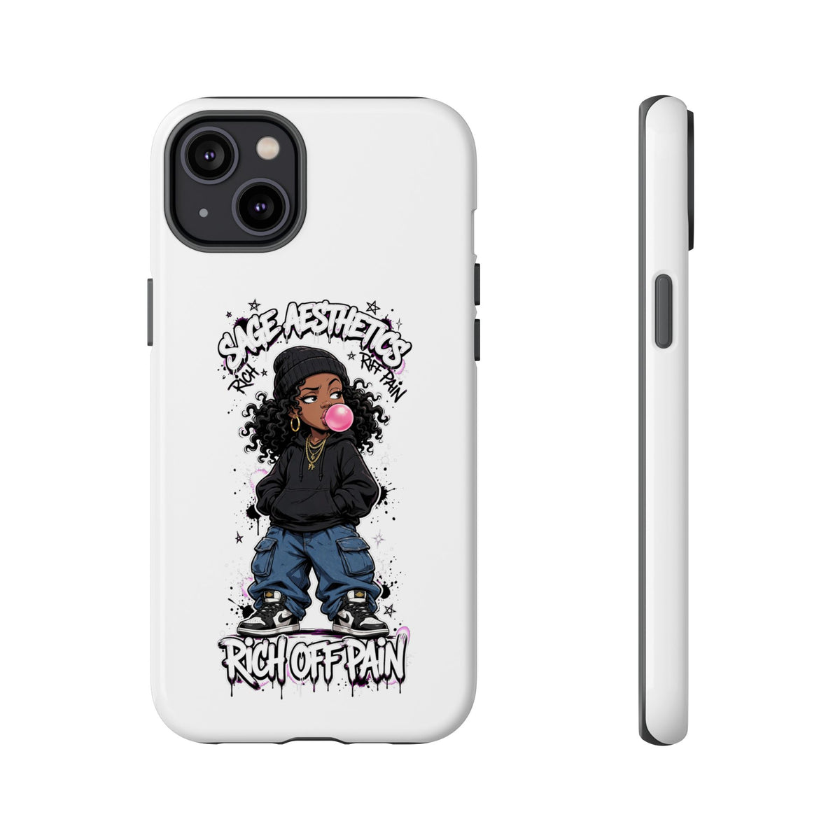 Phone Case — 'She Aesthetics, Rich Off Pain' Graphic Protective Cover