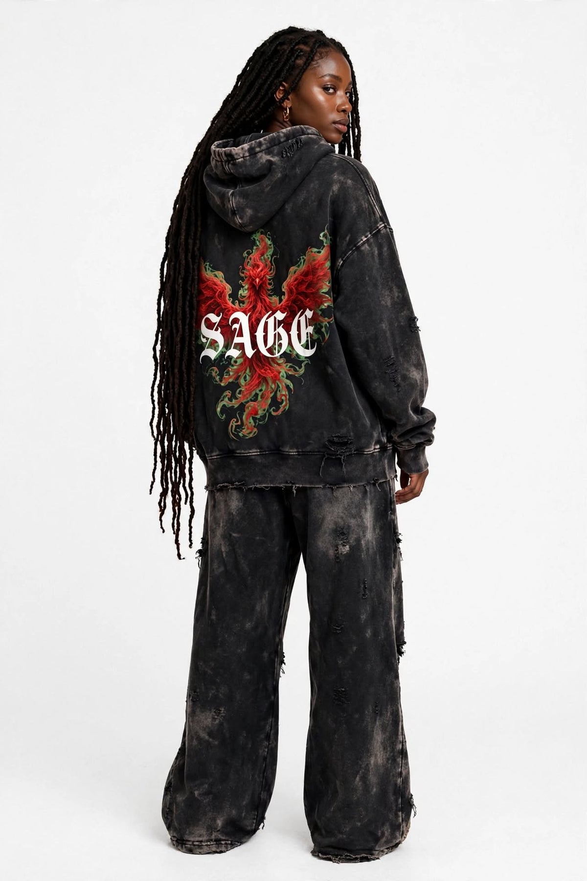 Unisex Distressed Full Zip Sweater
