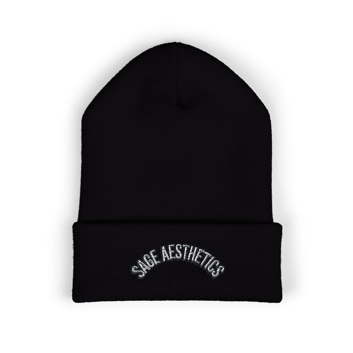 Classic Cuffed Beanie — Embroidered “SAGE AESTHETICS ” Arch