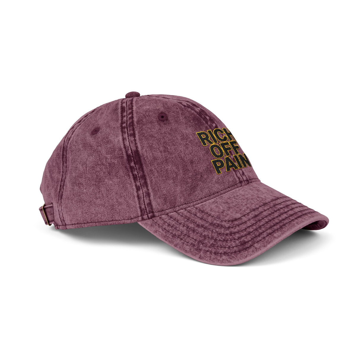 Vintage Embroidered Cap — "Rich Off Pain" Distressed Baseball Hat