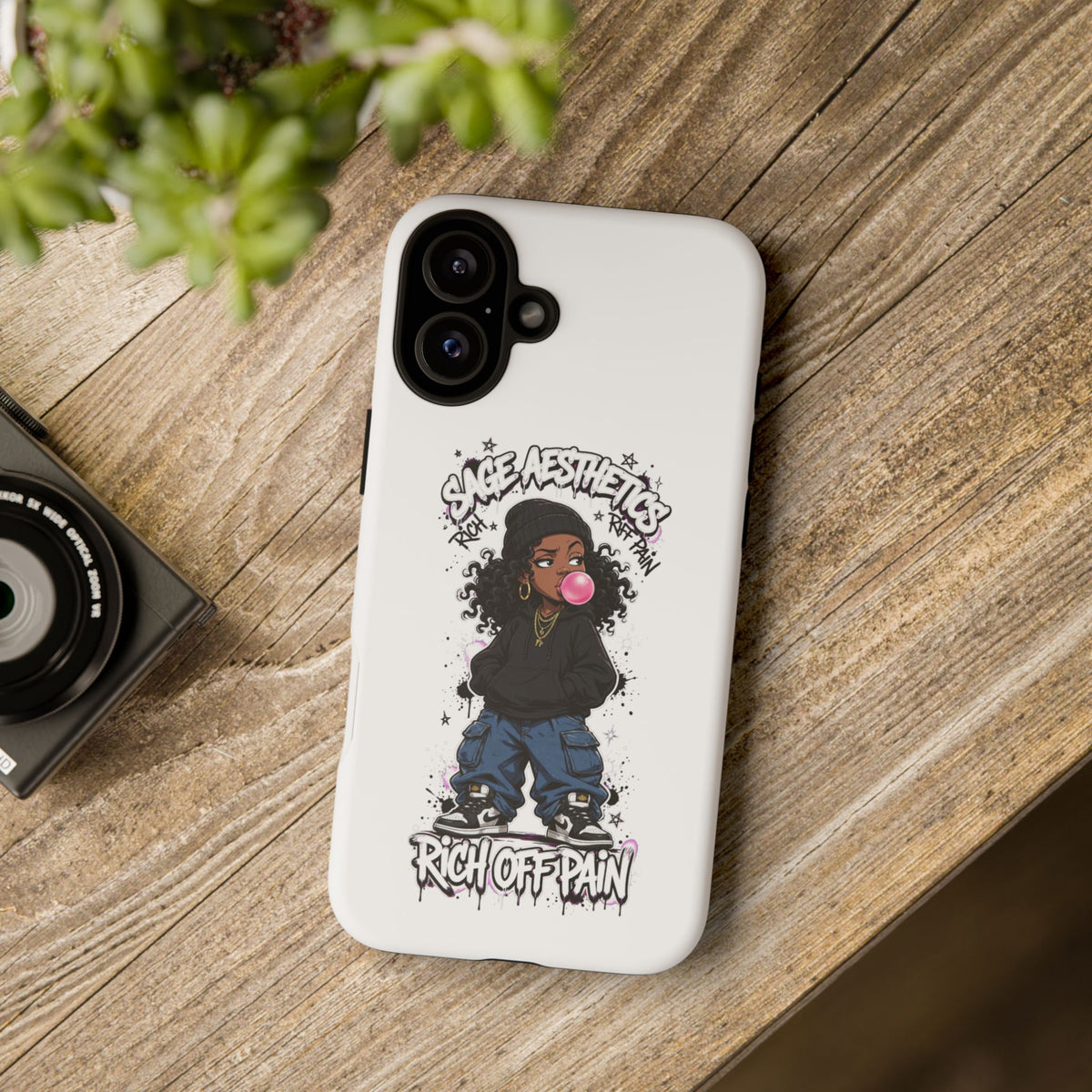 Phone Case — 'She Aesthetics, Rich Off Pain' Graphic Protective Cover