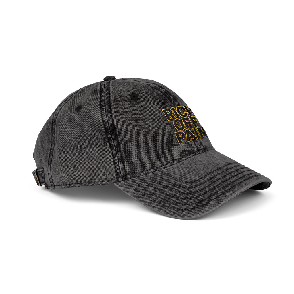 Vintage Embroidered Cap — "Rich Off Pain" Distressed Baseball Hat