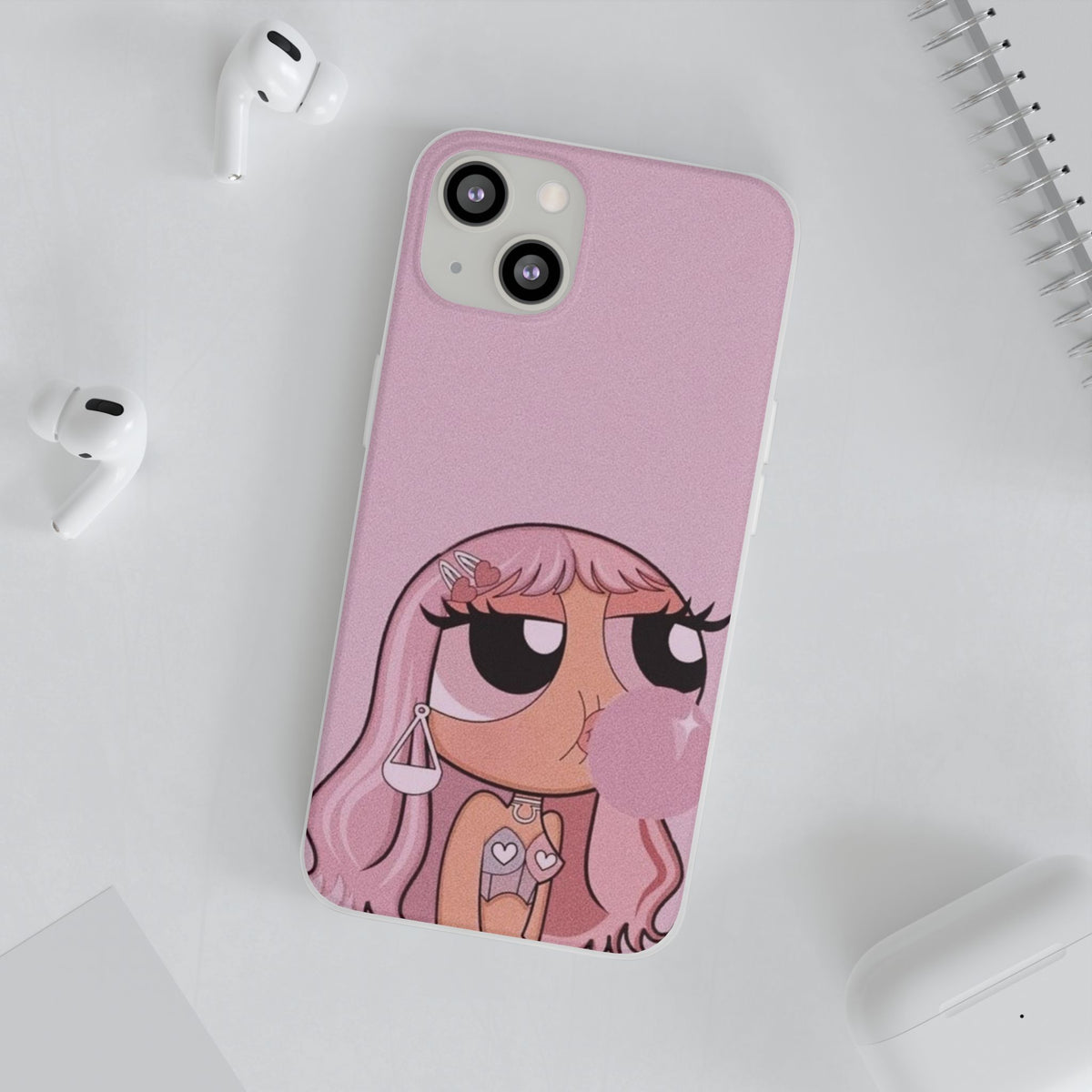 Pink Bubblegum Cartoon Phone Case – Cute Girly Blowing Bubble Design
