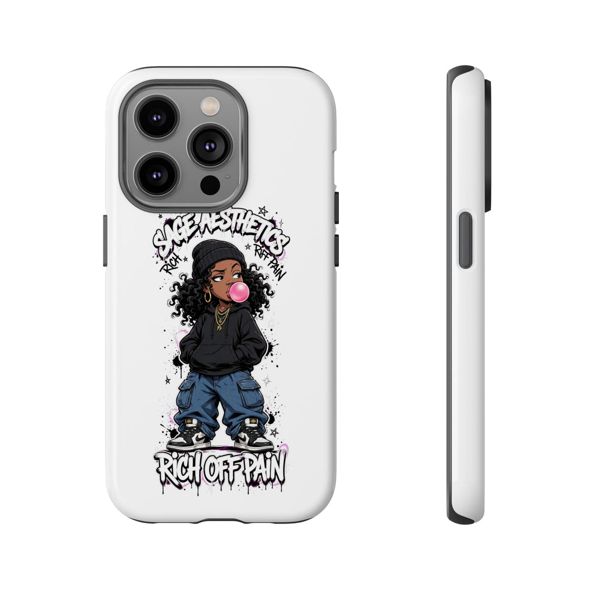 Phone Case — 'She Aesthetics, Rich Off Pain' Graphic Protective Cover