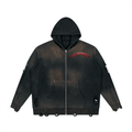 Unisex Distressed Full Zip Sweater