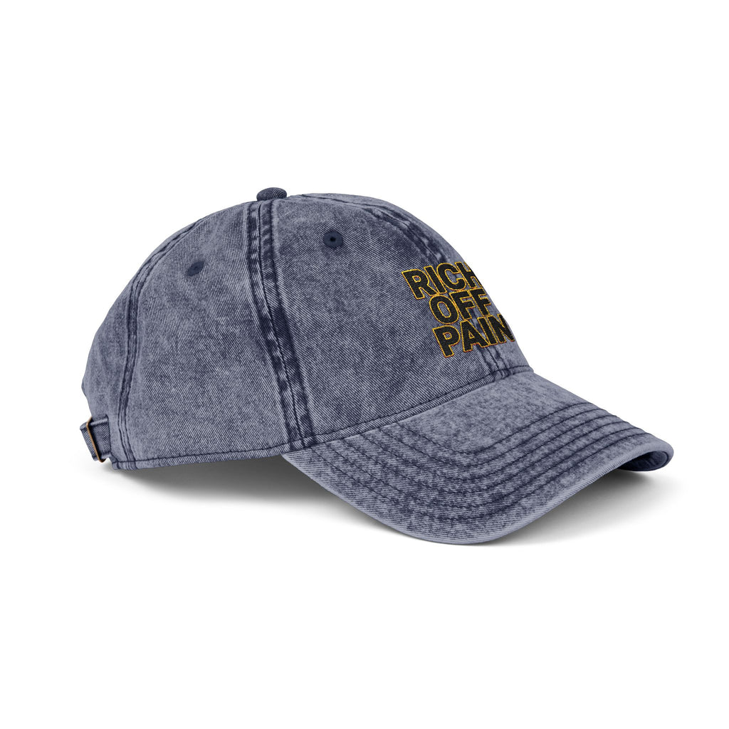 Vintage Embroidered Cap — "Rich Off Pain" Distressed Baseball Hat