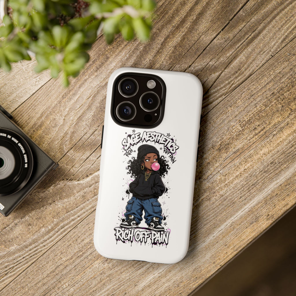Phone Case — 'She Aesthetics, Rich Off Pain' Graphic Protective Cover