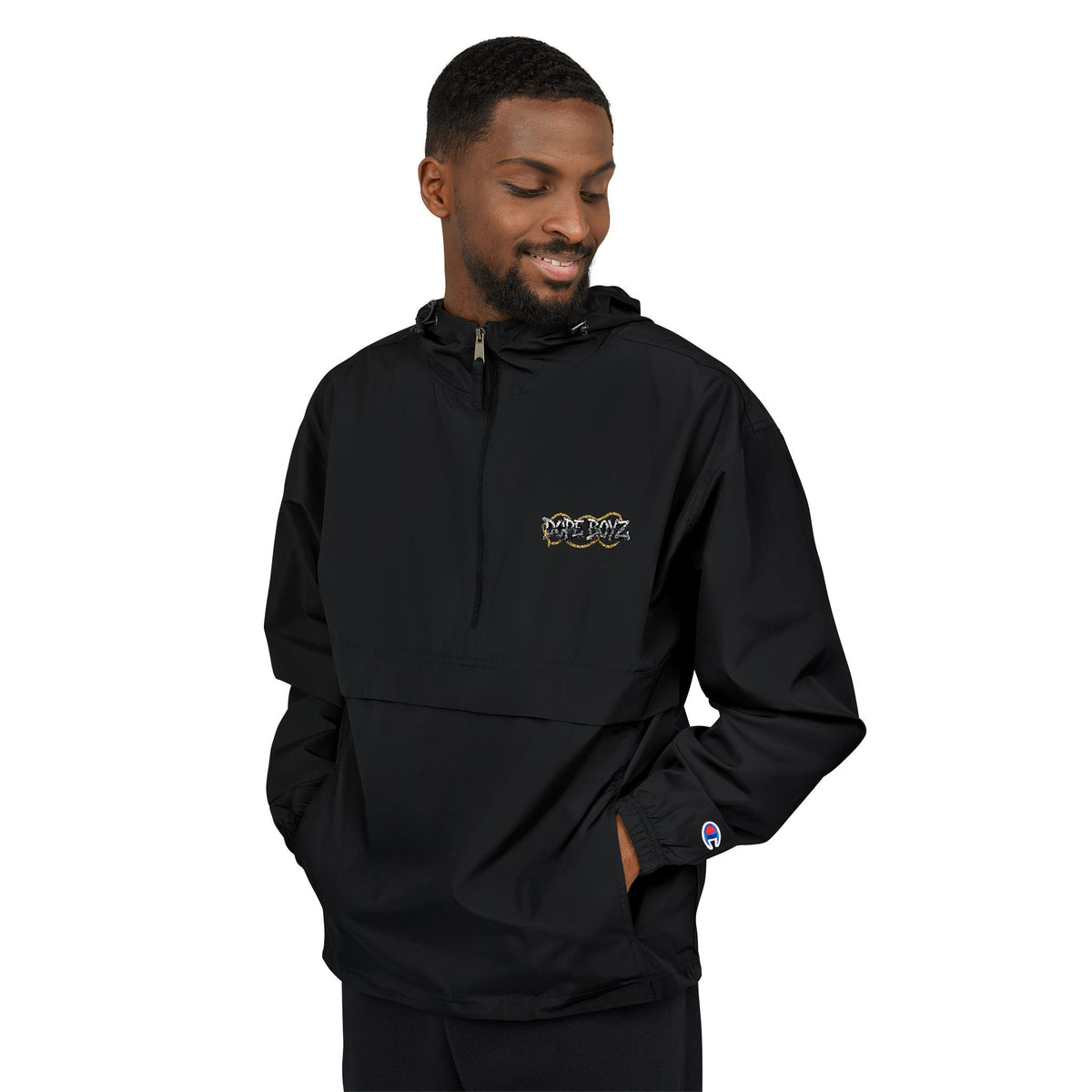 Packable Anorak Jacket — Black Camo Logo Windbreaker