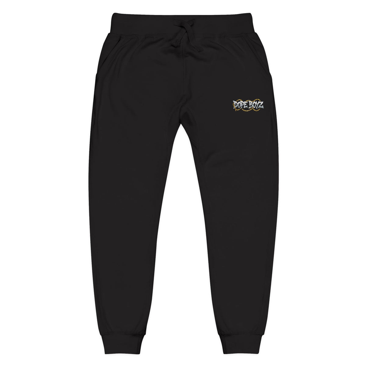 Embroidered Floral Camo Joggers — Cozy White Fleece Sweatpants