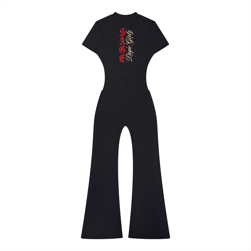 Women’s Tight Flared Leg Quarter-Zip Jumpsuit