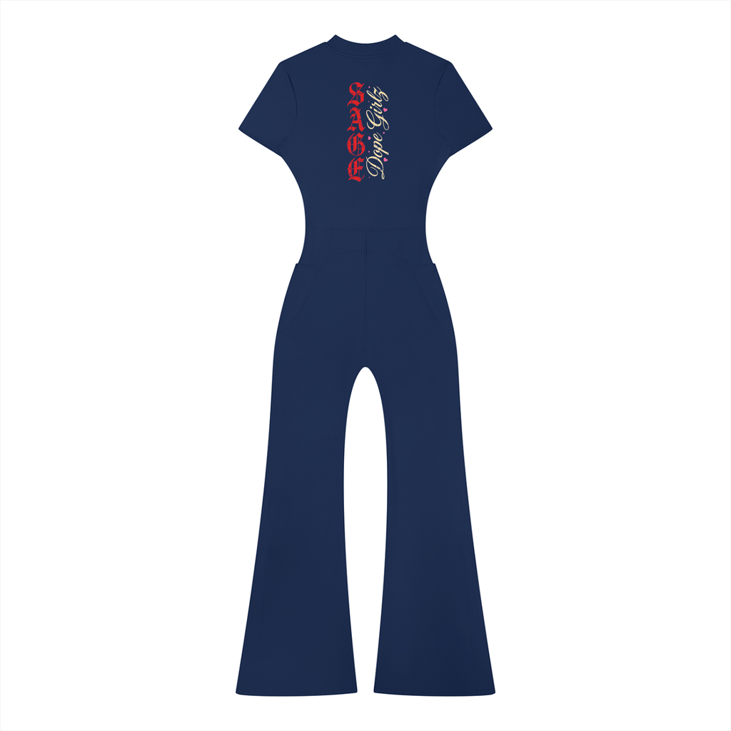 Women’s Tight Flared Leg Quarter-Zip Jumpsuit