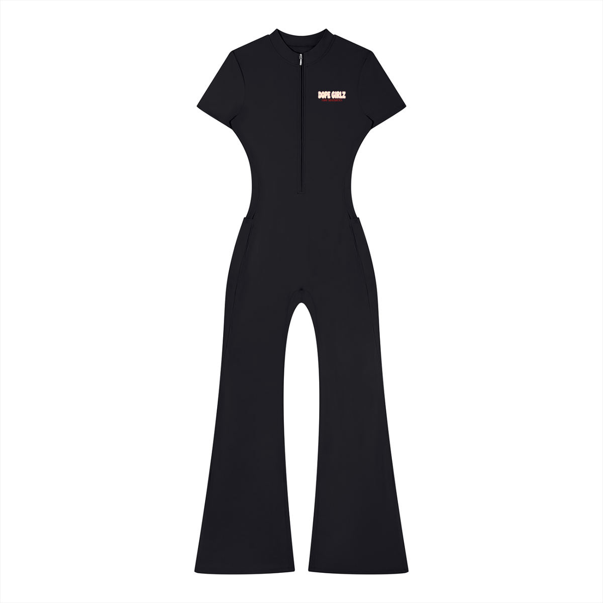Women’s Tight Flared Leg Quarter-Zip Jumpsuit