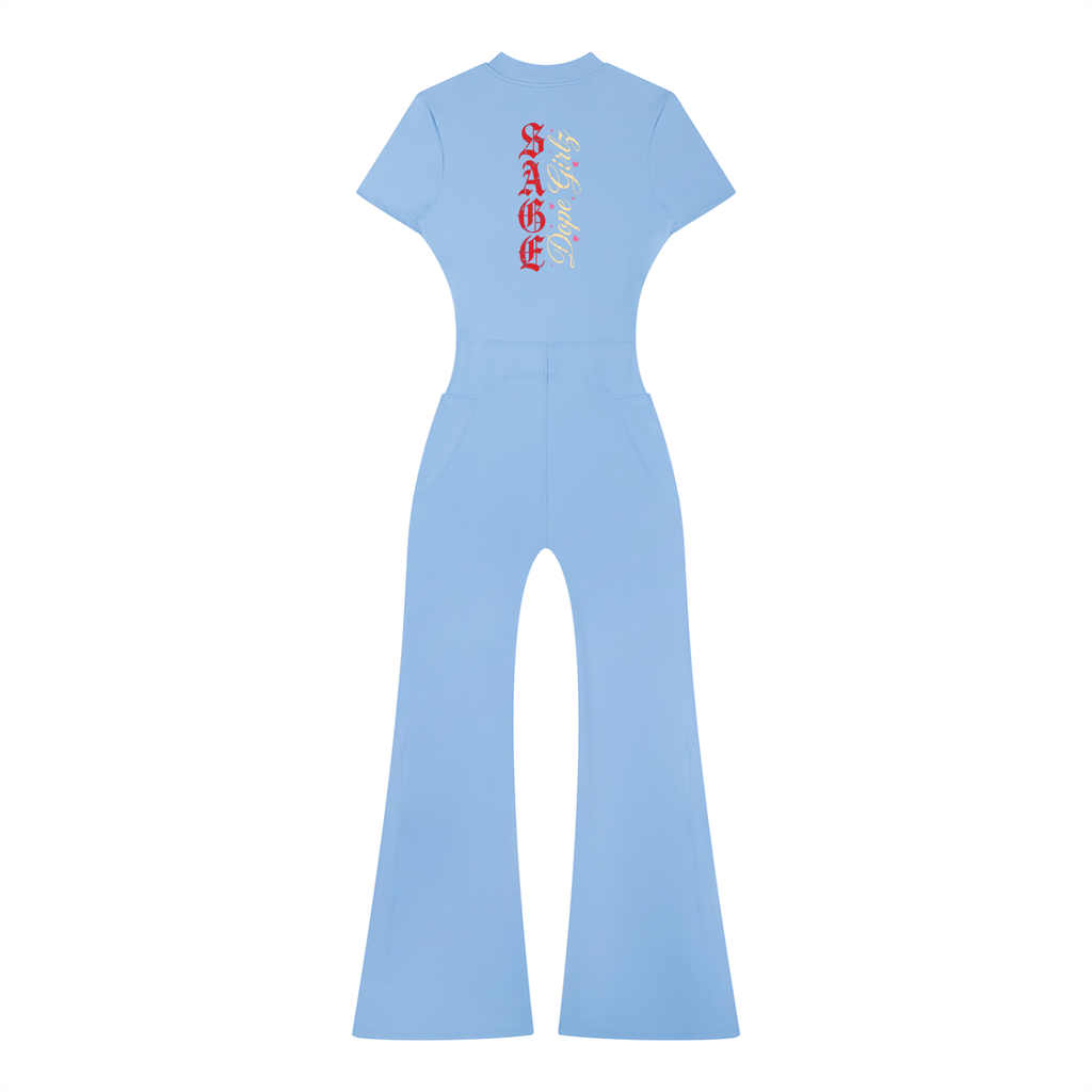 Women’s Tight Flared Leg Quarter-Zip Jumpsuit